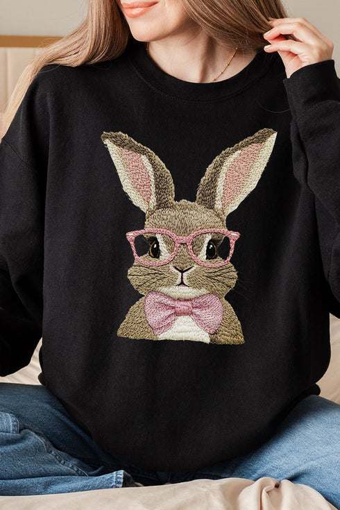 Faux Embroidery Easter Bunny Unisex NuBlend Crew Sweatshirt