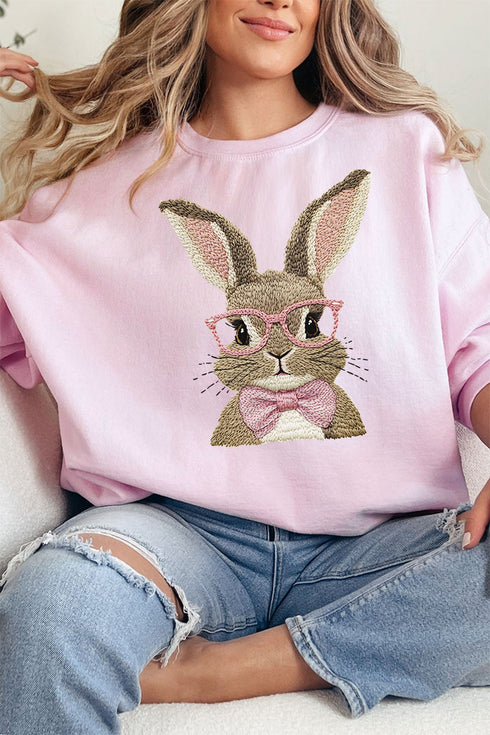 Faux Embroidery Easter Bunny Unisex NuBlend Crew Sweatshirt