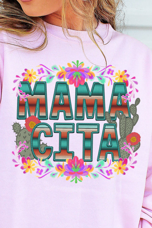 Faux Embroidery Mamacita Transfer Unisex NuBlend Crew Sweatshirt