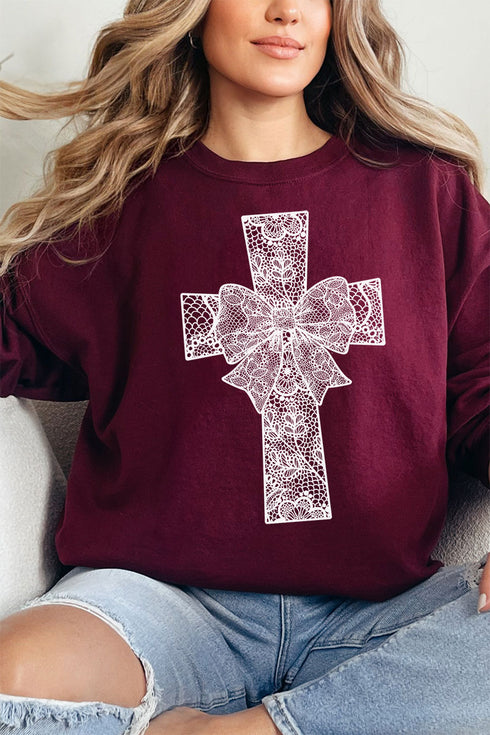 Faux Lace Cross Unisex NuBlend Crew Sweatshirt