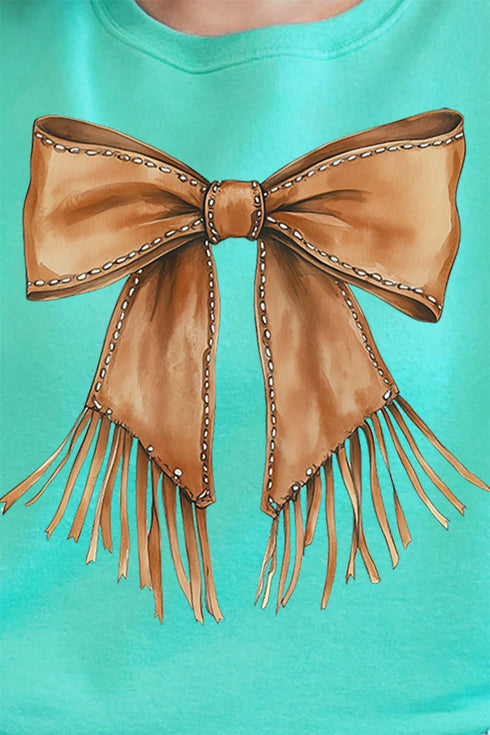 Faux Leather Fringe Bow Unisex NuBlend Crew Sweatshirt