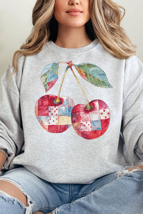 Faux Patchwork Cherries Unisex NuBlend Crew Sweatshirt