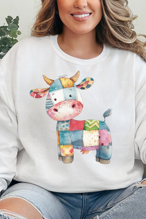 Faux Patchwork Cow Unisex NuBlend Crew Sweatshirt