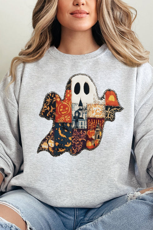 Faux Patchwork Ghost Unisex NuBlend Crew Sweatshirt