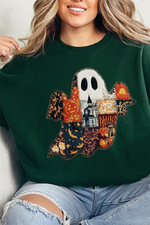 Faux Patchwork Ghost Unisex NuBlend Crew Sweatshirt