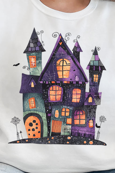 Faux Patchwork Haunted House Unisex NuBlend Crew Sweatshirt