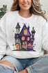 Faux Patchwork Haunted House Unisex NuBlend Crew Sweatshirt