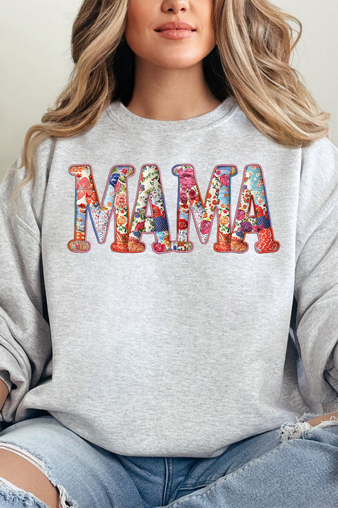 Faux Patchwork Mama Unisex NuBlend Crew Sweatshirt