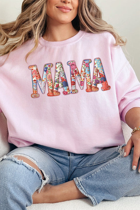 Faux Patchwork Mama Unisex NuBlend Crew Sweatshirt