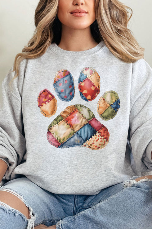 Faux Patchwork Paw Unisex NuBlend Crew Sweatshirt