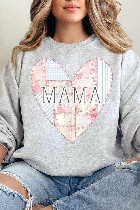 Faux Patchwork Quilt Mama Heart Unisex NuBlend Crew Sweatshirt