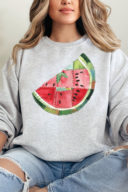 Faux Patchwork Watermelon Unisex NuBlend Crew Sweatshirt