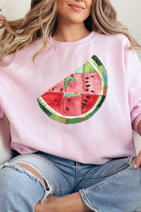 Faux Patchwork Watermelon Unisex NuBlend Crew Sweatshirt