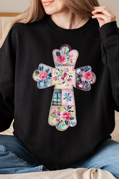 Faux Quilted Cross Unisex NuBlend Crew Sweatshirt