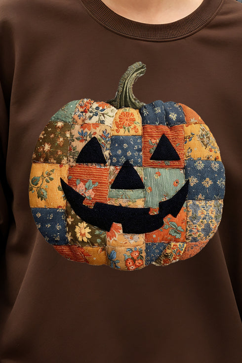 Faux Quilted Pumpkin Unisex NuBlend Crew Sweatshirt