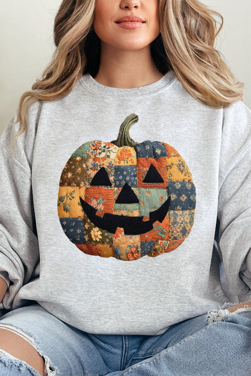 Faux Quilted Pumpkin Unisex NuBlend Crew Sweatshirt