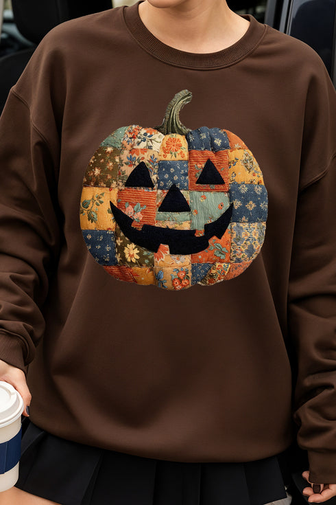 Faux Quilted Pumpkin Unisex NuBlend Crew Sweatshirt