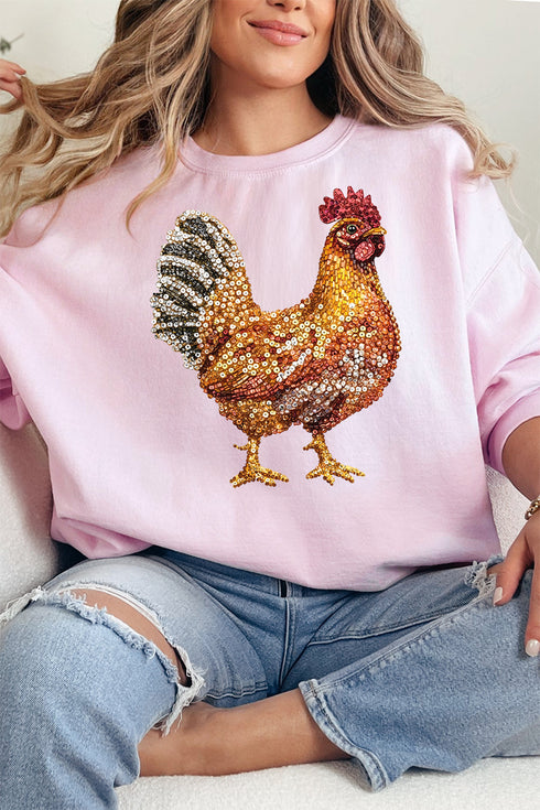 Faux Rhinestone Chicken Unisex NuBlend Crew Sweatshirt