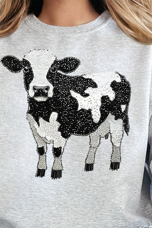 Faux Rhinestone Cow Unisex NuBlend Crew Sweatshirt