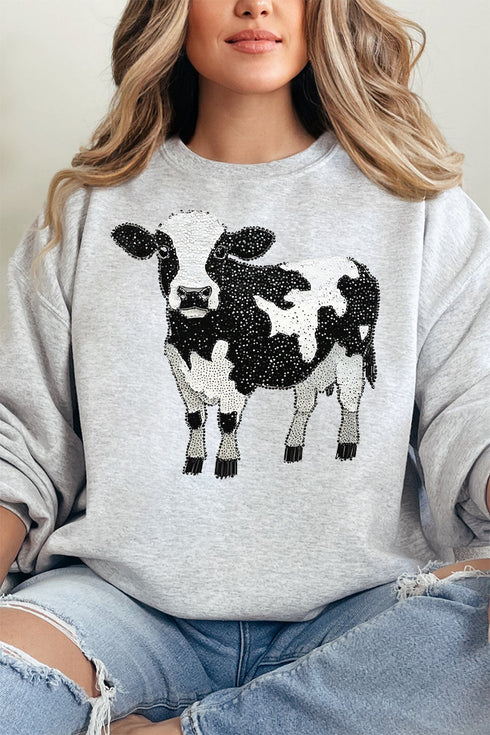 Faux Rhinestone Cow Unisex NuBlend Crew Sweatshirt