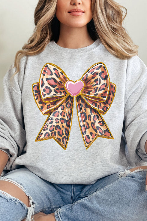 Leopard Love Bow Unisex NuBlend Crew Sweatshirt