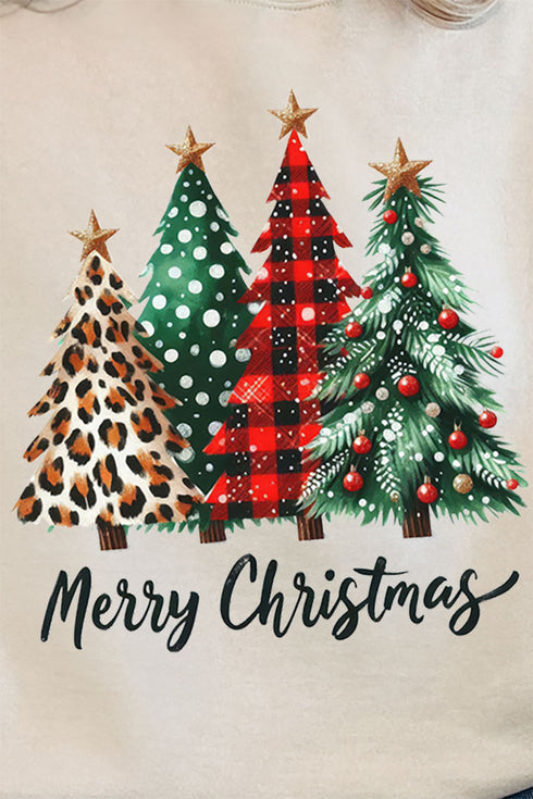 Mixed Print Trees Merry Christmas Unisex NuBlend Crew Sweatshirt