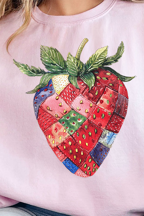 Faux Patchwork Strawberry Unisex NuBlend Crew Sweatshirt