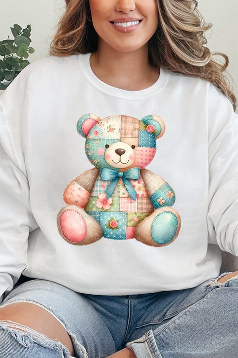Patchwork Teddy Bear Unisex NuBlend Crew Sweatshirt
