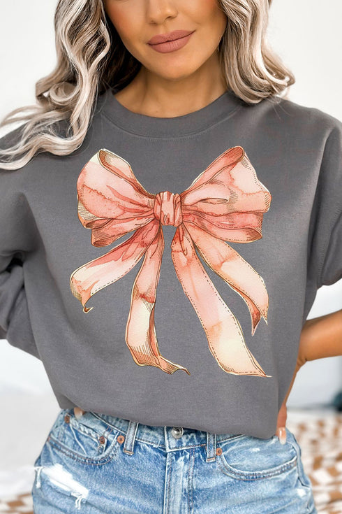 Peach Watercolor Bow Unisex NuBlend Crew Sweatshirt