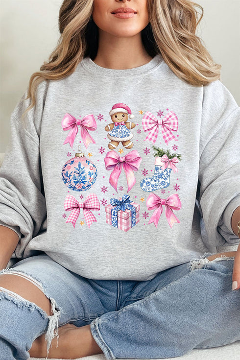 Pink Chinoiserie Christmas Unisex NuBlend Crew Sweatshirt