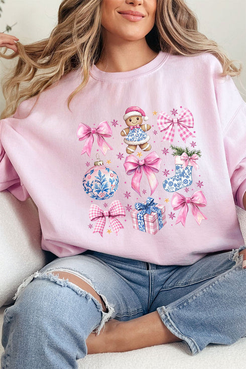 Pink Chinoiserie Christmas Unisex NuBlend Crew Sweatshirt