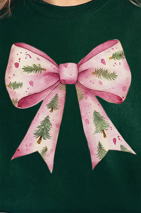 Pink Christmas Tree Bow Unisex NuBlend Crew Sweatshirt