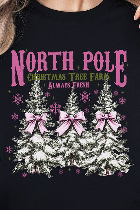 Pink North Pole Christmas Tree Farm Unisex NuBlend Crew Sweatshirt