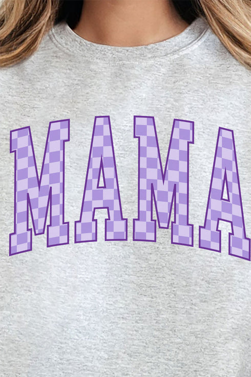 Purple Checkered Mama Unisex NuBlend Crew Sweatshirt