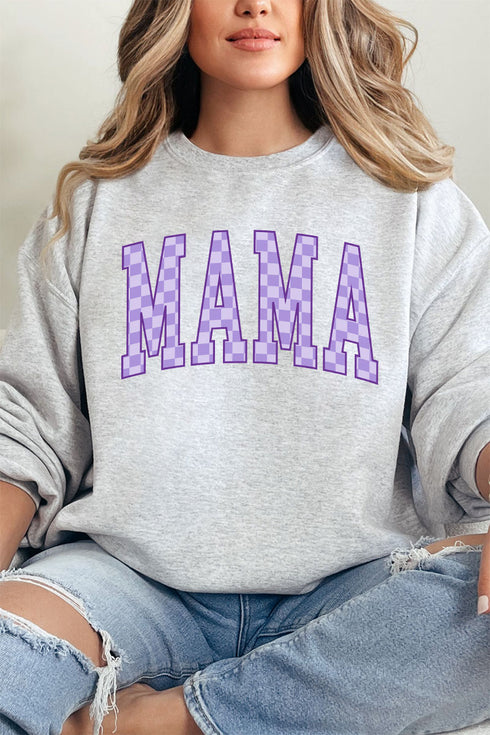 Purple Checkered Mama Unisex NuBlend Crew Sweatshirt