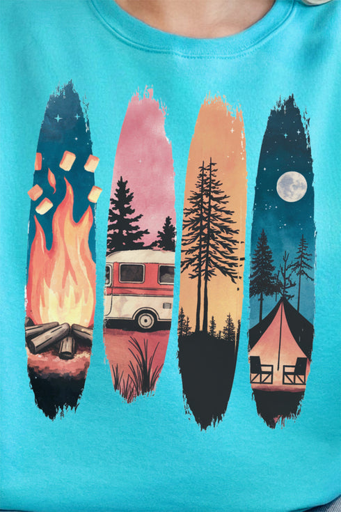 Retro Around The Fire Unisex NuBlend Crew Sweatshirt