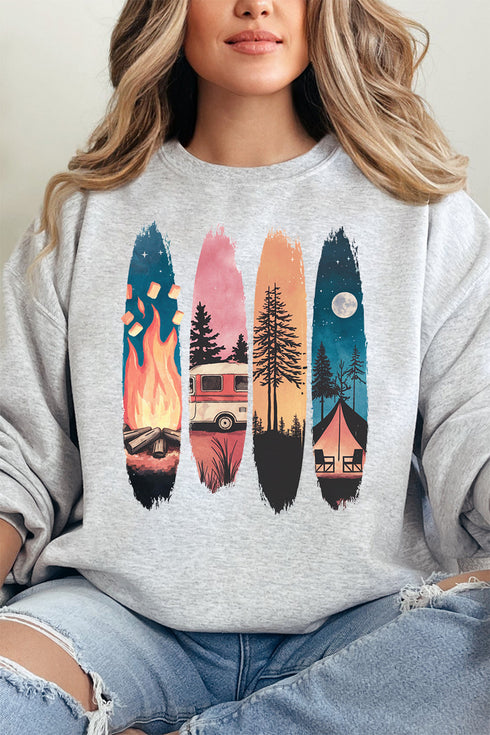 Retro Around The Fire Unisex NuBlend Crew Sweatshirt