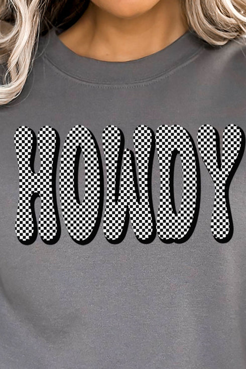 Retro Checkered Howdy Unisex NuBlend Crew Sweatshirt