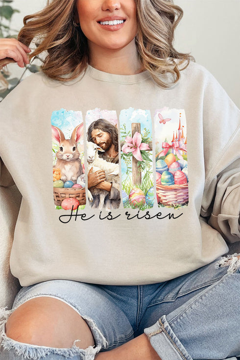 Retro He Is Risen Unisex NuBlend Crew Sweatshirt