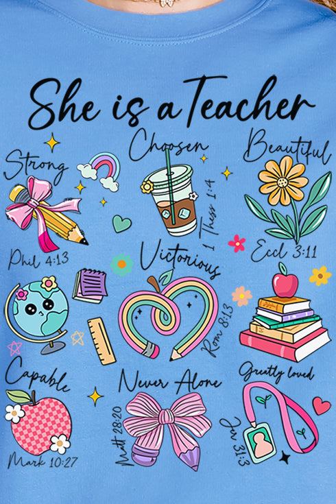 She Is A Teacher Unisex NuBlend Crew Sweatshirt