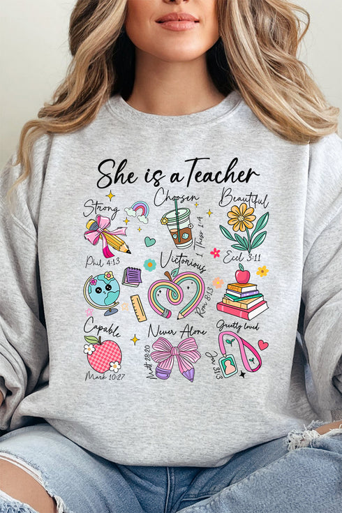 She Is A Teacher Unisex NuBlend Crew Sweatshirt