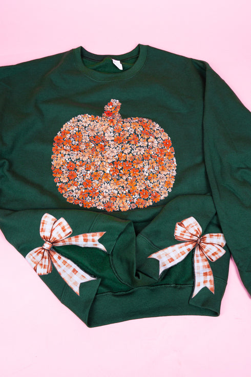 Side Bows Fall Foliage Pumpkin Unisex NuBlend Crew Sweatshirt