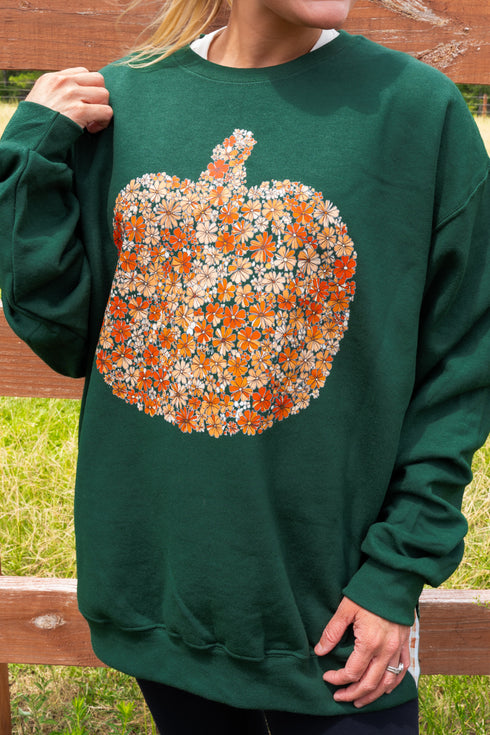 Side Bows Fall Foliage Pumpkin Unisex NuBlend Crew Sweatshirt