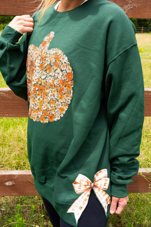 Side Bows Fall Foliage Pumpkin Unisex NuBlend Crew Sweatshirt
