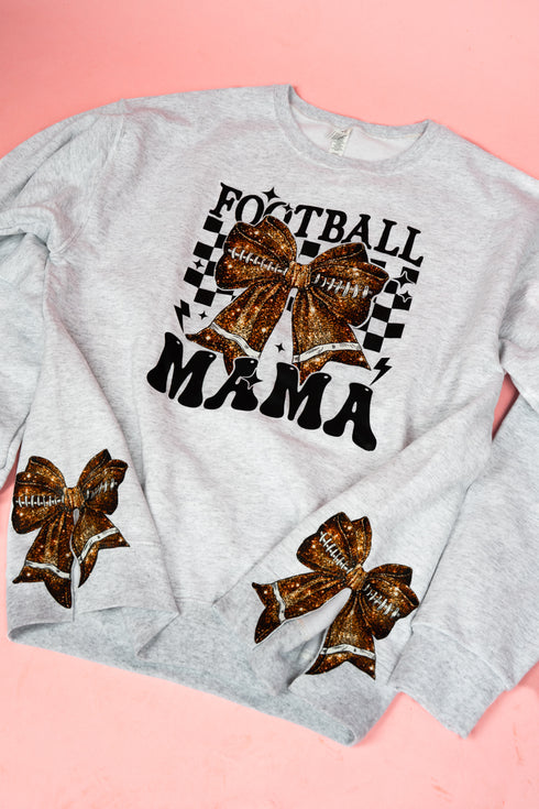 Side Bows Football Mama Unisex NuBlend Crew Sweatshirt