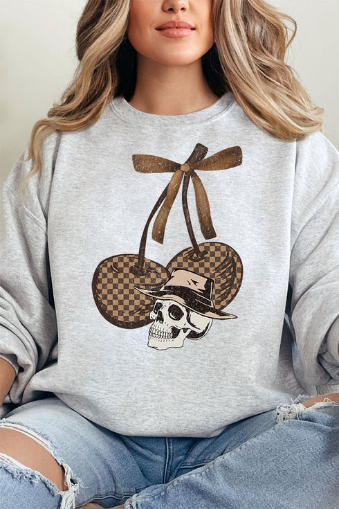 Skull Checkered Cherries Unisex NuBlend Crew Sweatshirt