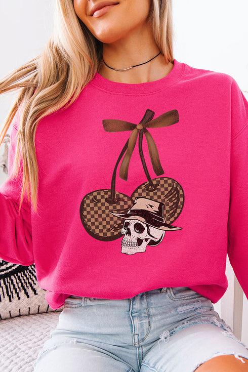 Skull Checkered Cherries Unisex NuBlend Crew Sweatshirt