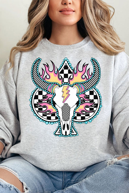 Spade Steer In Flames Unisex NuBlend Crew Sweatshirt