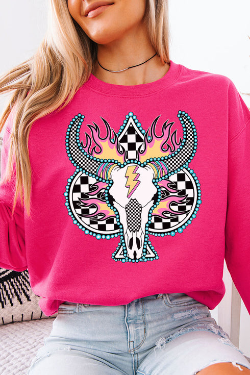 Spade Steer In Flames Unisex NuBlend Crew Sweatshirt