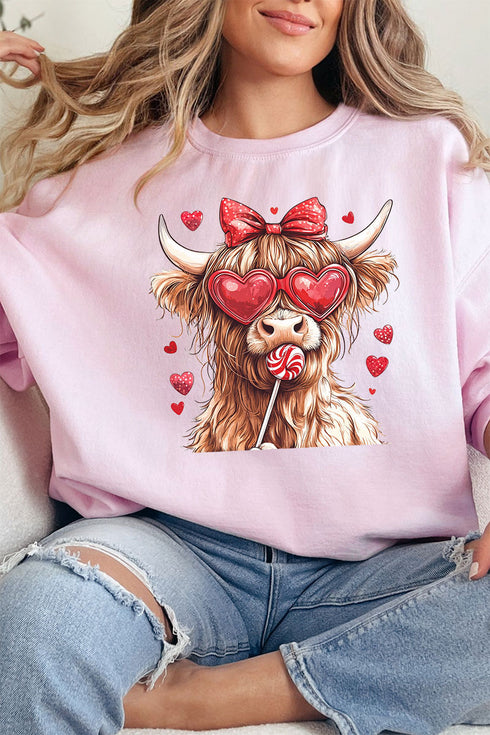Sucker For Love Highland Cow Unisex NuBlend Crew Sweatshirt